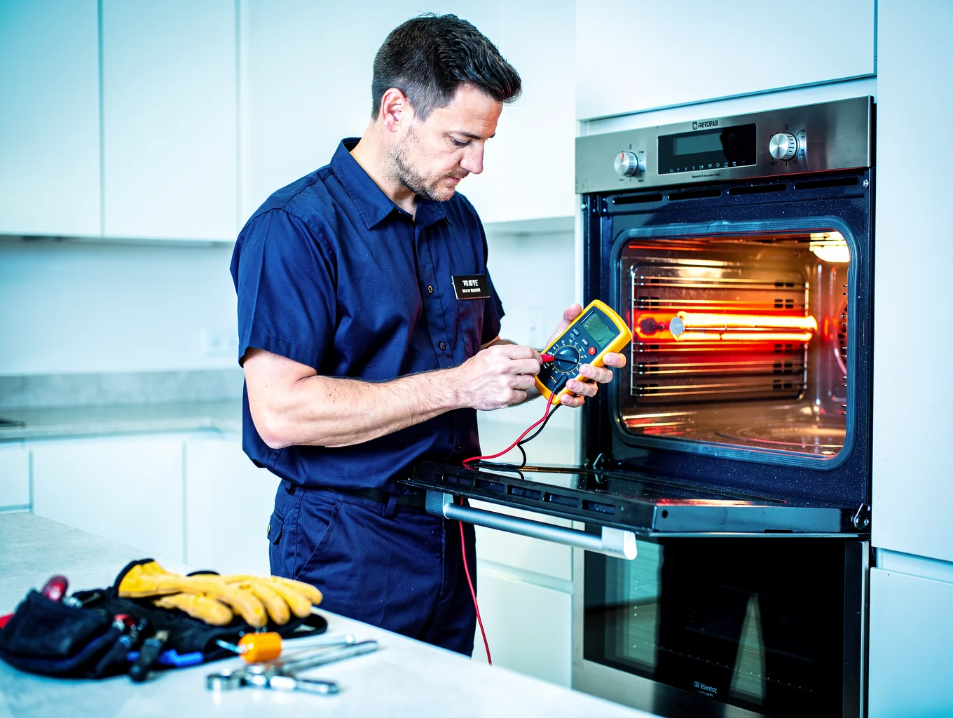 Specialist testing oven temperature sensor probe and burner igniter