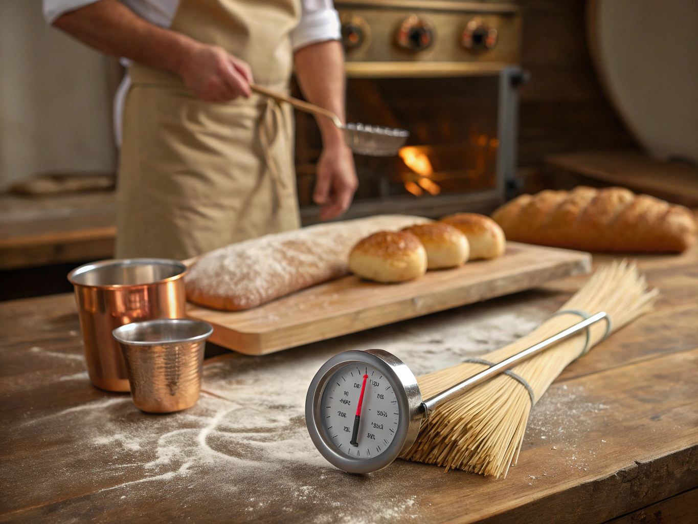 Digital thermometer gauge measuring high heat inside an oven cavity