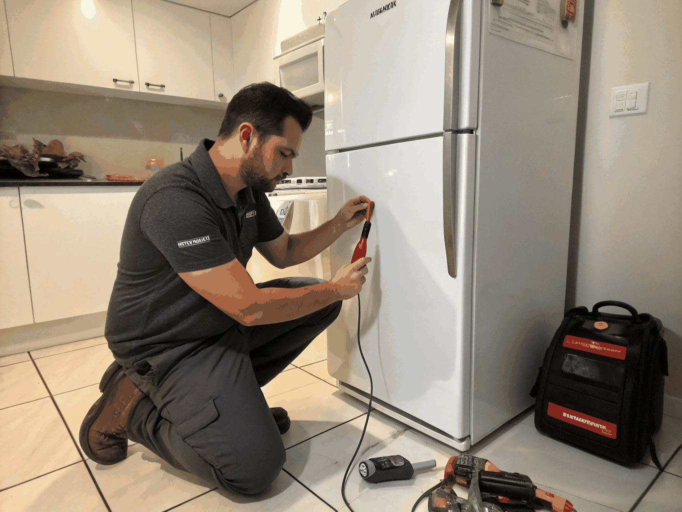 Technician repairing modern Samsung smart appliance in Lithonia Georgia